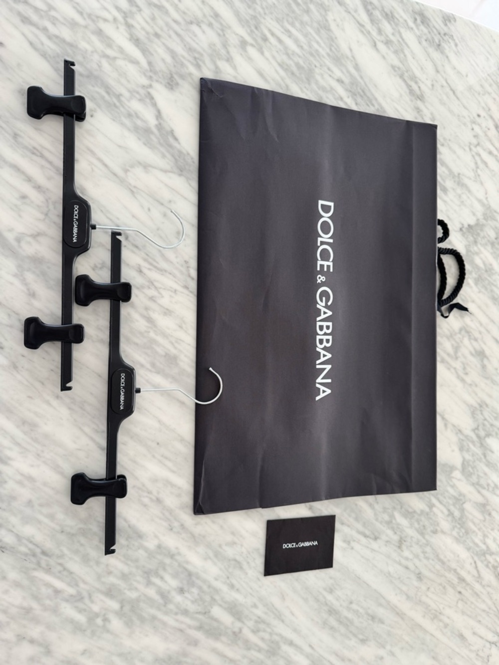 Dolce & Gabbana Black Paper Shopping Bag, 1 receipt envelope and two hangers